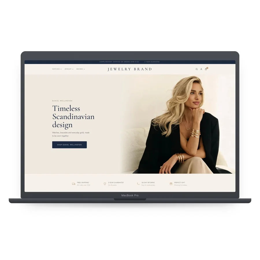 Boutique de bijoux et de montres sur un MacBook